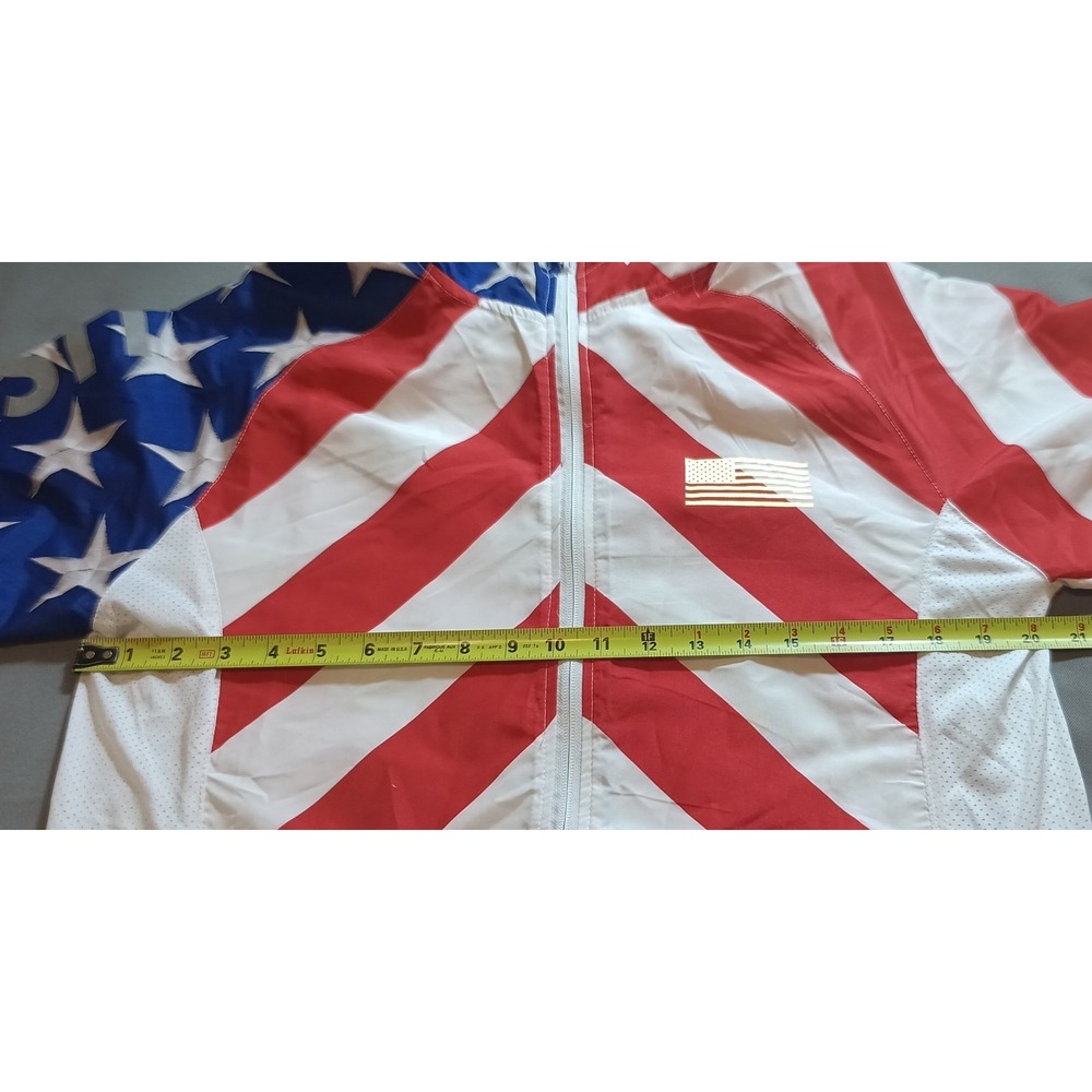 Mens American Flag Jacket Hooded Windbreaker USA Cycling Patriotic M Americana - Picture 3 of 11